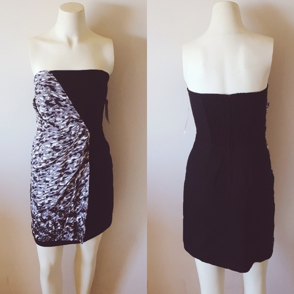 NWT Unique mixed media strapless cocktail dress